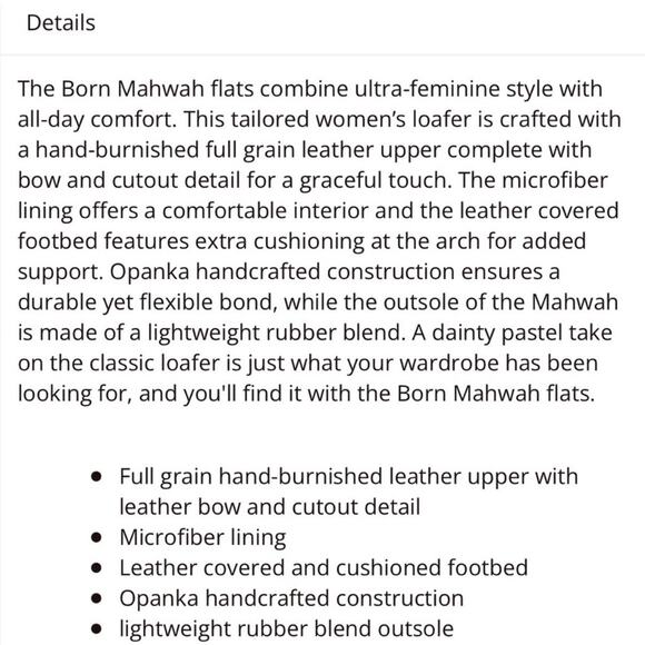 NIB Born Mahwah 9M Bow Leather Flats Burnished Detailing Lt Link Cantaloupe - Picture 10 of 10